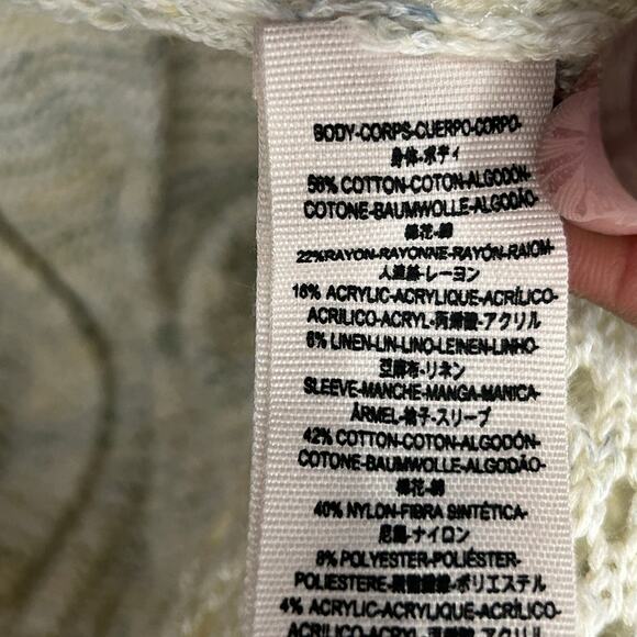 Free People Pointelle Breeze Top Lightweight Open Knit Fairycore Ivory Blue XS - Picture 12 of 13